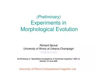 (Preliminary) Experiments in Morphological Evolution