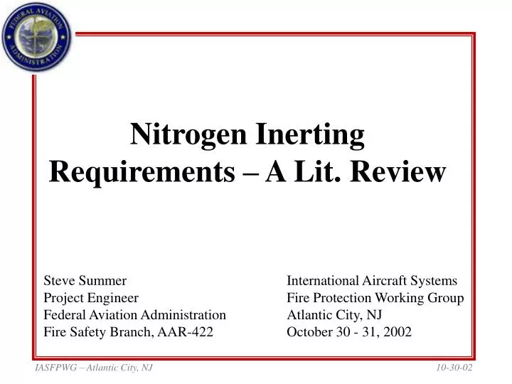 nitrogen inerting requirements a lit review