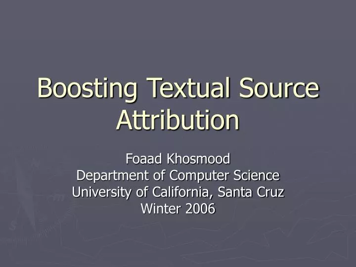 boosting textual source attribution
