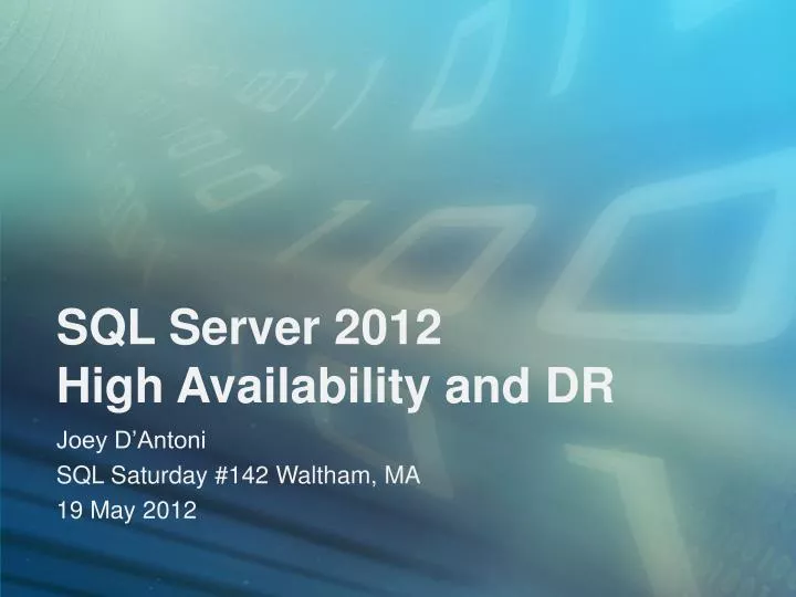 sql server 2012 high availability and dr