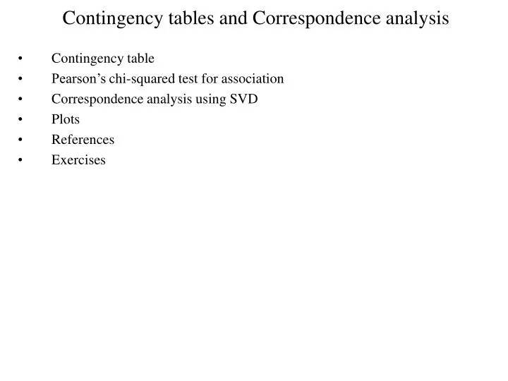contingency tables and correspondence analysis