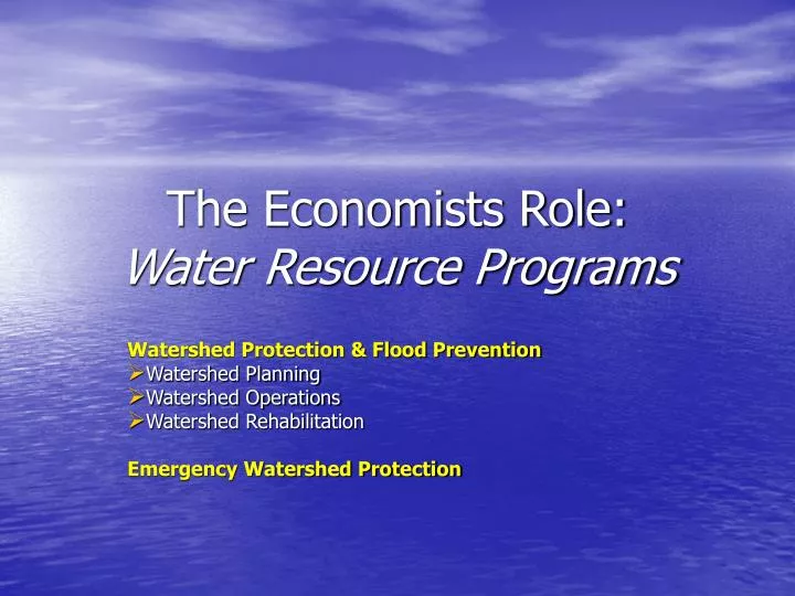 the economists role water resource programs