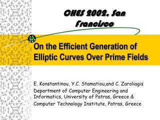 On the Efficient Generation of Elliptic Curves Over Prime Fields