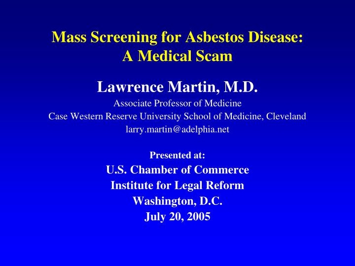 mass screening for asbestos disease a medical scam