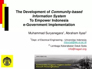 The Development of Community-based Information System To Empower Indonesia e-Government Implementation