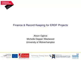 Finance &amp; Record Keeping for ERDF Projects
