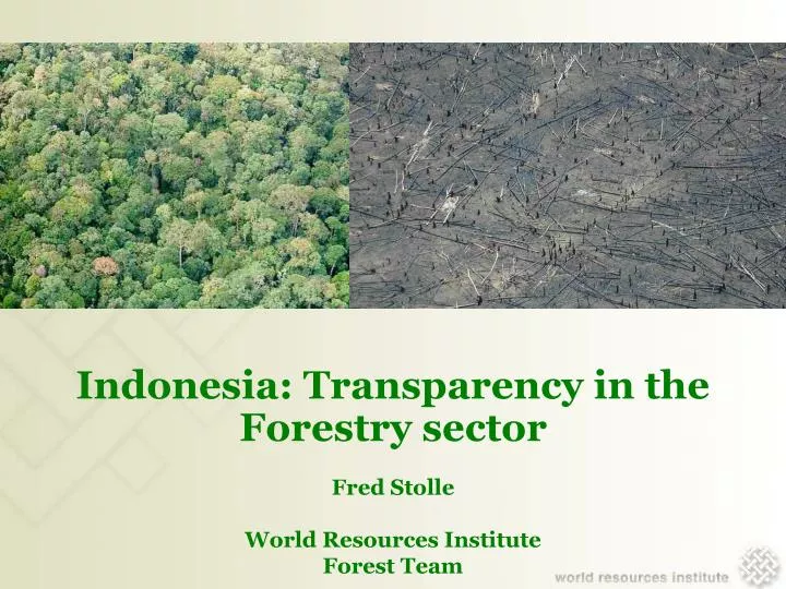 indonesia transparency in the forestry sector fred stolle world resources institute forest team