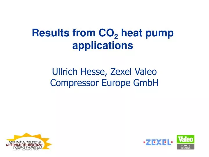 results from co 2 heat pump applications