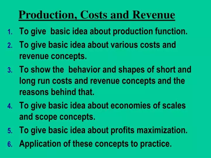 production cost revenue