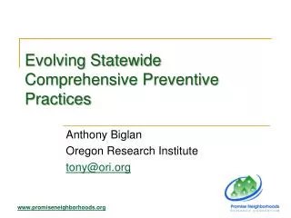 Evolving Statewide Comprehensive Preventive Practices