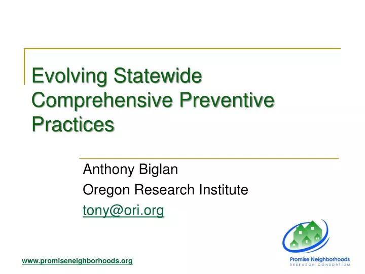 evolving statewide comprehensive preventive practices