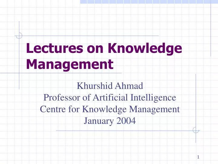 lectures on knowledge management