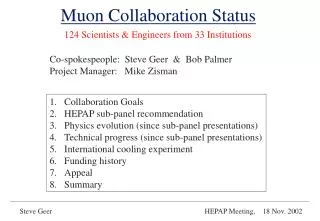 Muon Collaboration Status