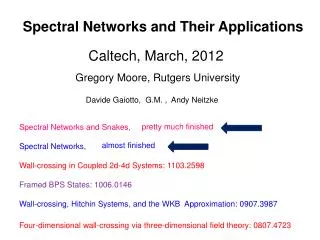 Spectral Networks and Their Applications