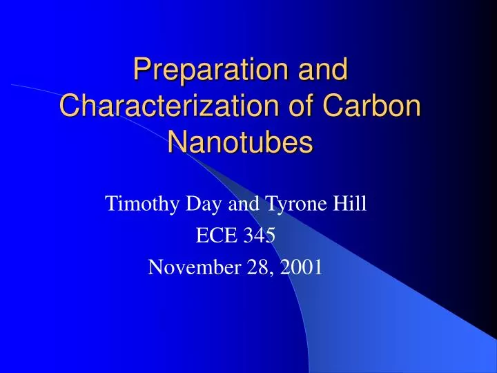 preparation and characterization of carbon nanotubes