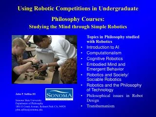 Using Robotic Competitions in Undergraduate Philosophy Courses: Studying the Mind through Simple Robotics
