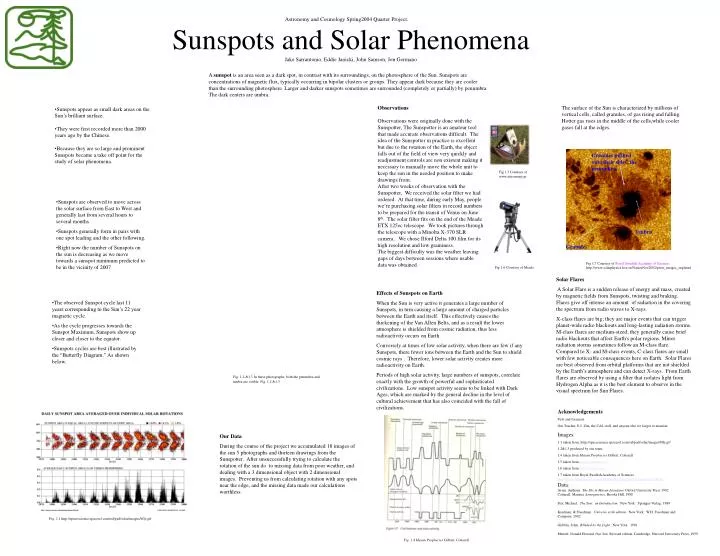 sunspots and solar phenomena jake sarrantonio eddie janicki john samson jon germano