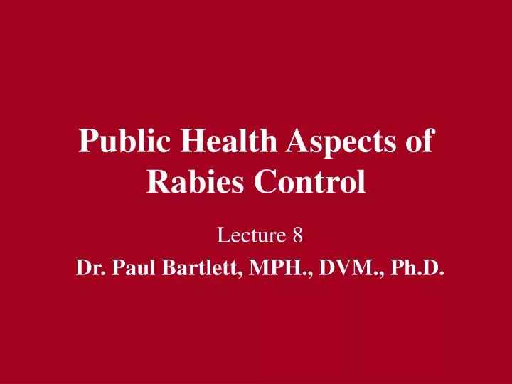 public health aspects of rabies control