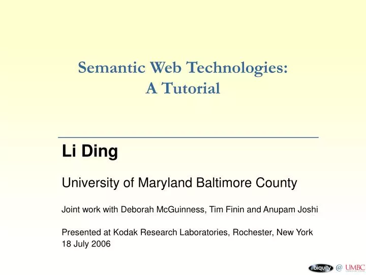 semantic web technologies a tutorial
