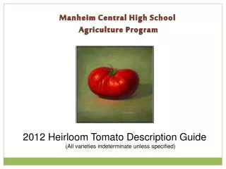 Manheim Central High School Agriculture Program