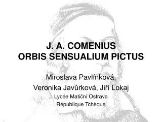 J. A. COMENIUS ORBIS SENSUALIUM PICTUS