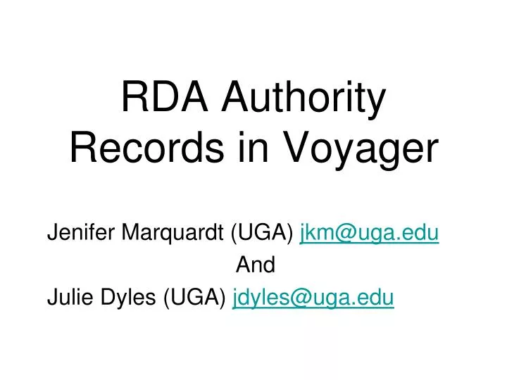 rda authority records in voyager