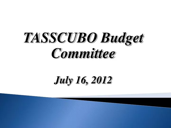 tasscubo budget committee july 16 2012