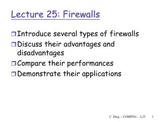 Lecture 25: Firewalls