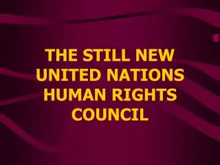 THE STILL NEW UNITED NATIONS HUMAN RIGHTS COUNCIL