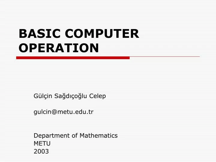 basic computer operation