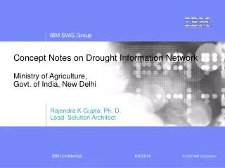 Concept Notes on Drought Information Network Ministry of Agriculture, Govt. of India, New Delhi