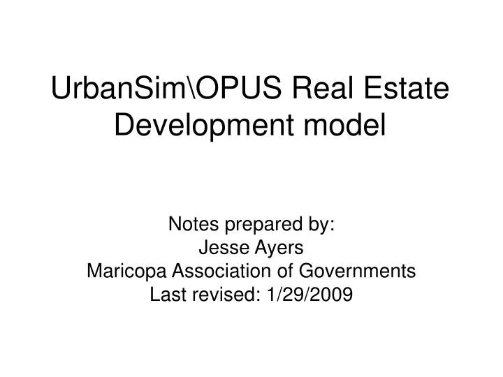 urbansim opus real estate development model