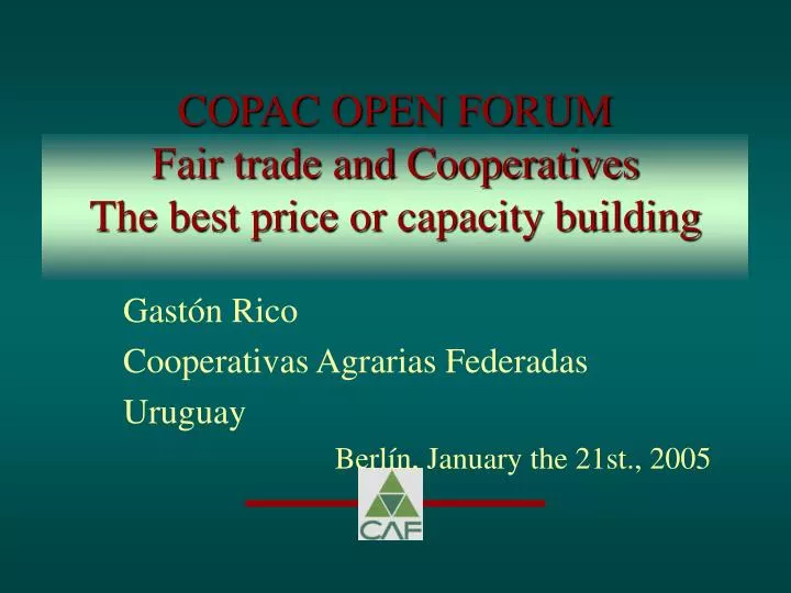 copac open forum fair trade and cooperatives the best price or capacity building