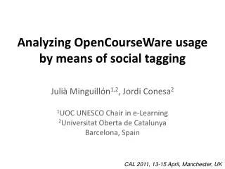 Analyzing OpenCourseWare usage by means of social tagging