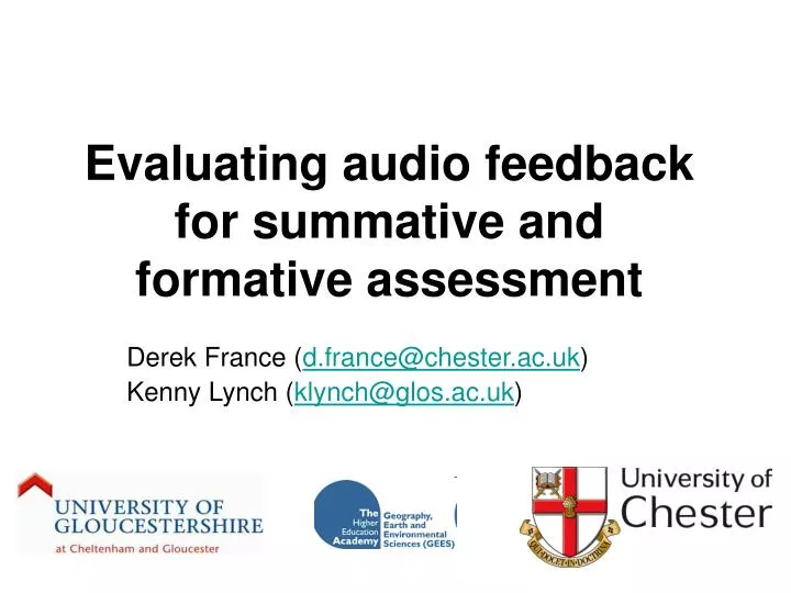 evaluating audio feedback for summative and formative assessment
