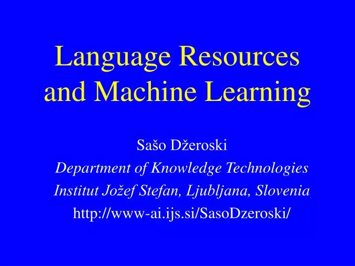 language resources and machine learning