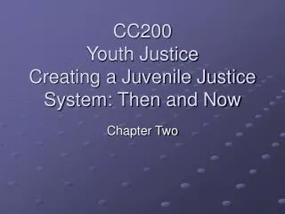 CC200 Youth Justice Creating a Juvenile Justice System: Then and Now