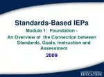 Standards-Based IEPs Module 1: Foundation - An Overview of the Connection between Standards, Goals, Instruction and As - slide 1