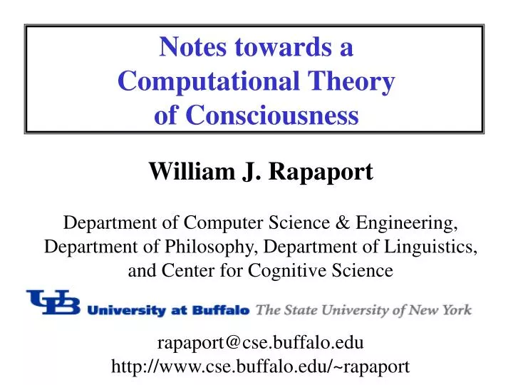 notes towards a computational theory of consciousness