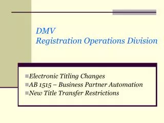 DMV Registration Operations Division