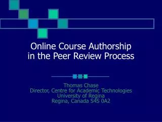 Online Course Authorship in the Peer Review Process