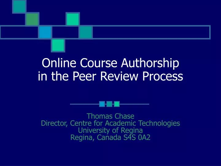 online course authorship in the peer review process