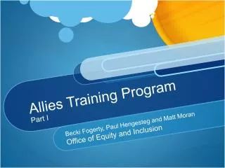 Allies Training Program Part I