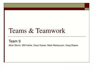 Teams &amp; Teamwork