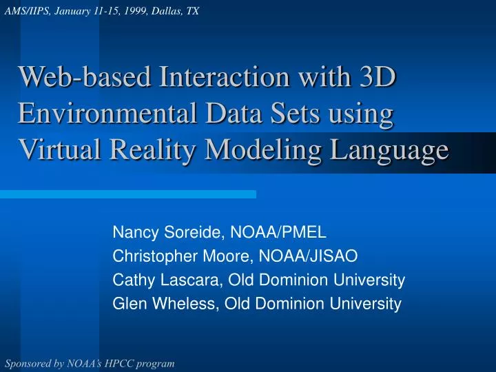 web based interaction with 3d environmental data sets using virtual reality modeling language