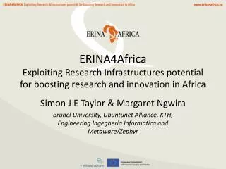 ERINA4Africa Exploiting Research Infrastructures potential for boosting research and innovation in Africa