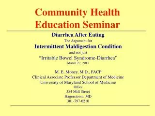 Community Health Education Seminar