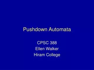 Pushdown Automata