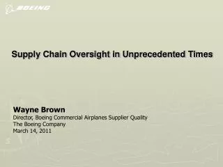 Supply Chain Oversight in Unprecedented Times