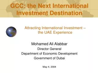 Attracting International Investment – the UAE Experience